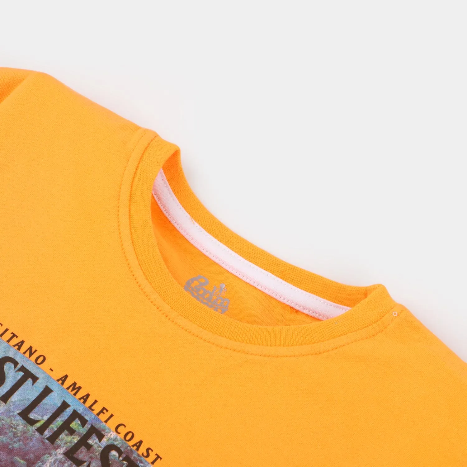 Girls Cotton T-Shirt Amalfi Coast - Orange