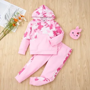 Girls Pink Tie-dye Hooded Long Sleeve Top & Pants Wholesale Girls Clothes