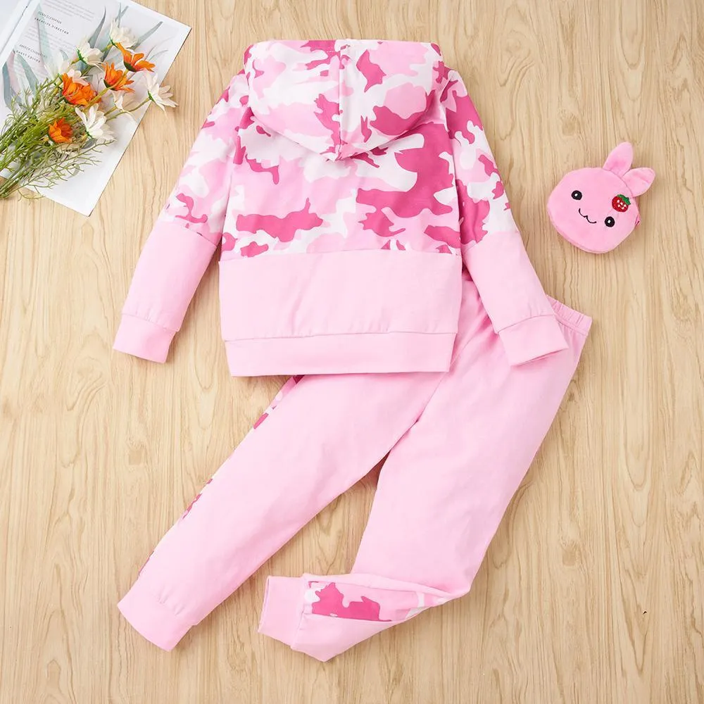 Girls Pink Tie-dye Hooded Long Sleeve Top & Pants Wholesale Girls Clothes
