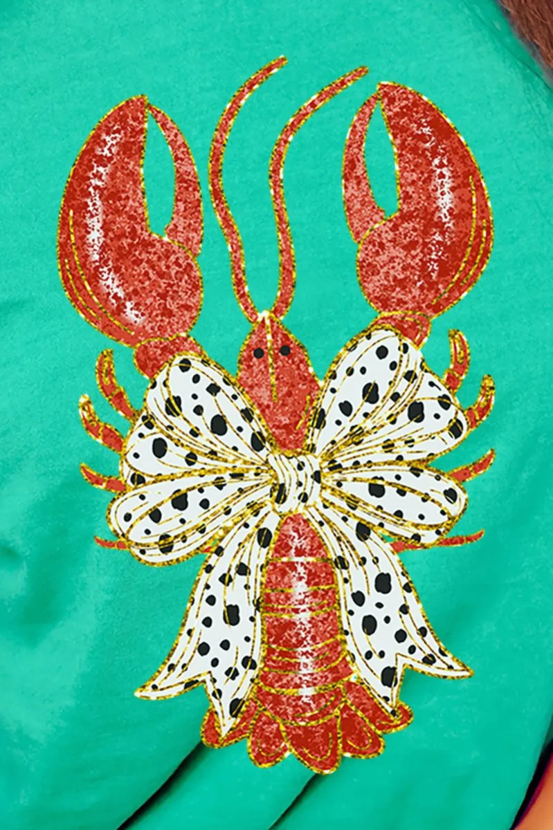 Glitzy Crawfish Coquette Bow Comfort Colors Adult Ring-Spun Cotton Tee