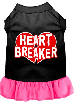 Heart Breaker Screen Print Dress Black With Bright Pink Xl