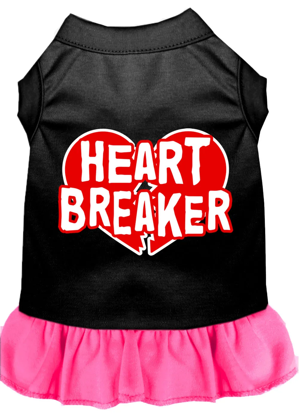 Heart Breaker Screen Print Dress Black With Bright Pink Xl