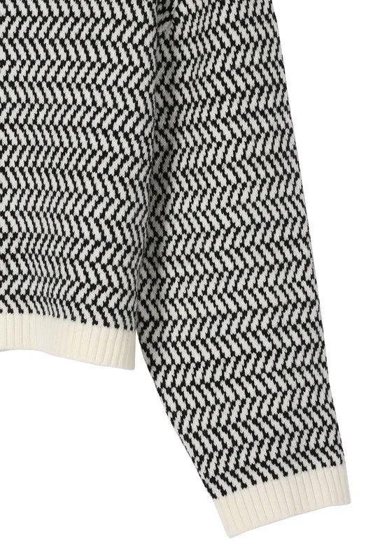 Herringbone Pattern Crew Neck Sweater  **This item has free shipping.**