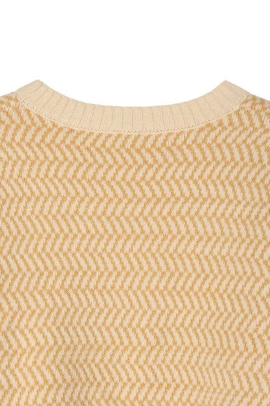 Herringbone Pattern Crew Neck Sweater  **This item has free shipping.**