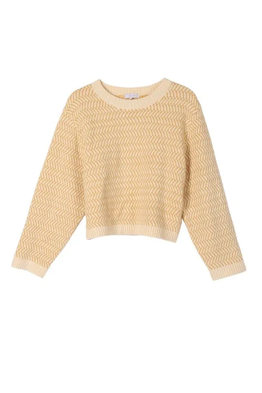 Herringbone Pattern Crew Neck Sweater  **This item has free shipping.**