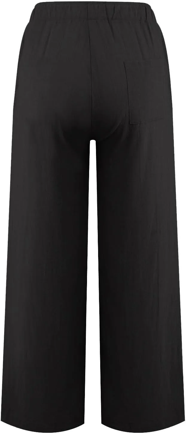 High Waisted Linen Pants Women Summer Casual Cotton Palazzo Pants Loose Fit Lightweight Wide Leg Pants with Pockets