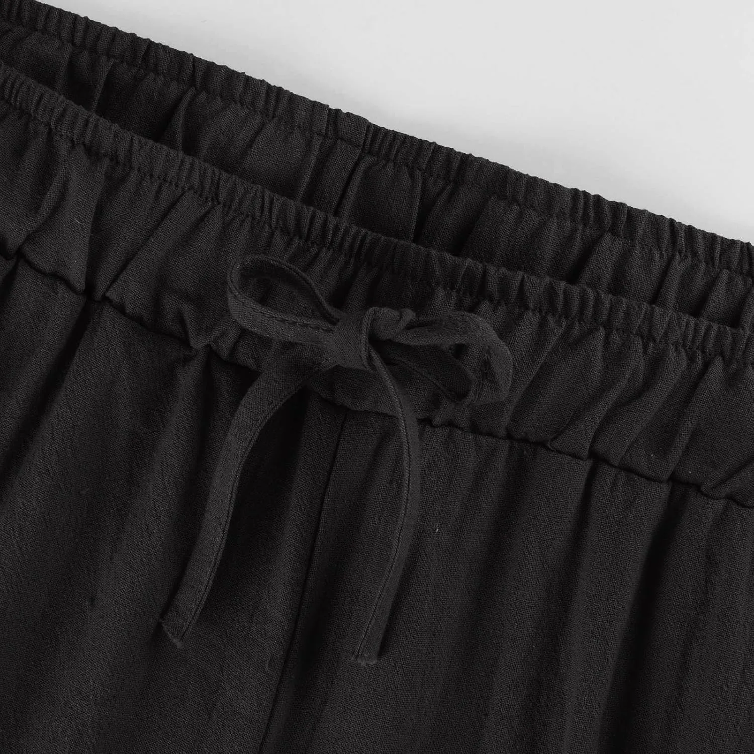 High Waisted Linen Pants Women Summer Casual Cotton Palazzo Pants Loose Fit Lightweight Wide Leg Pants with Pockets