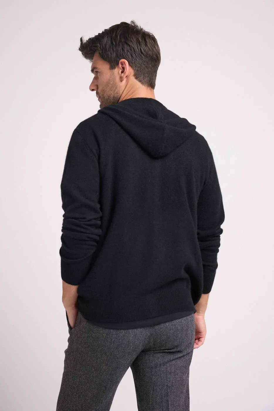 Hoodie Zippe Hugo - Noir - 100% Cachemire Oeko-Tex - Homme