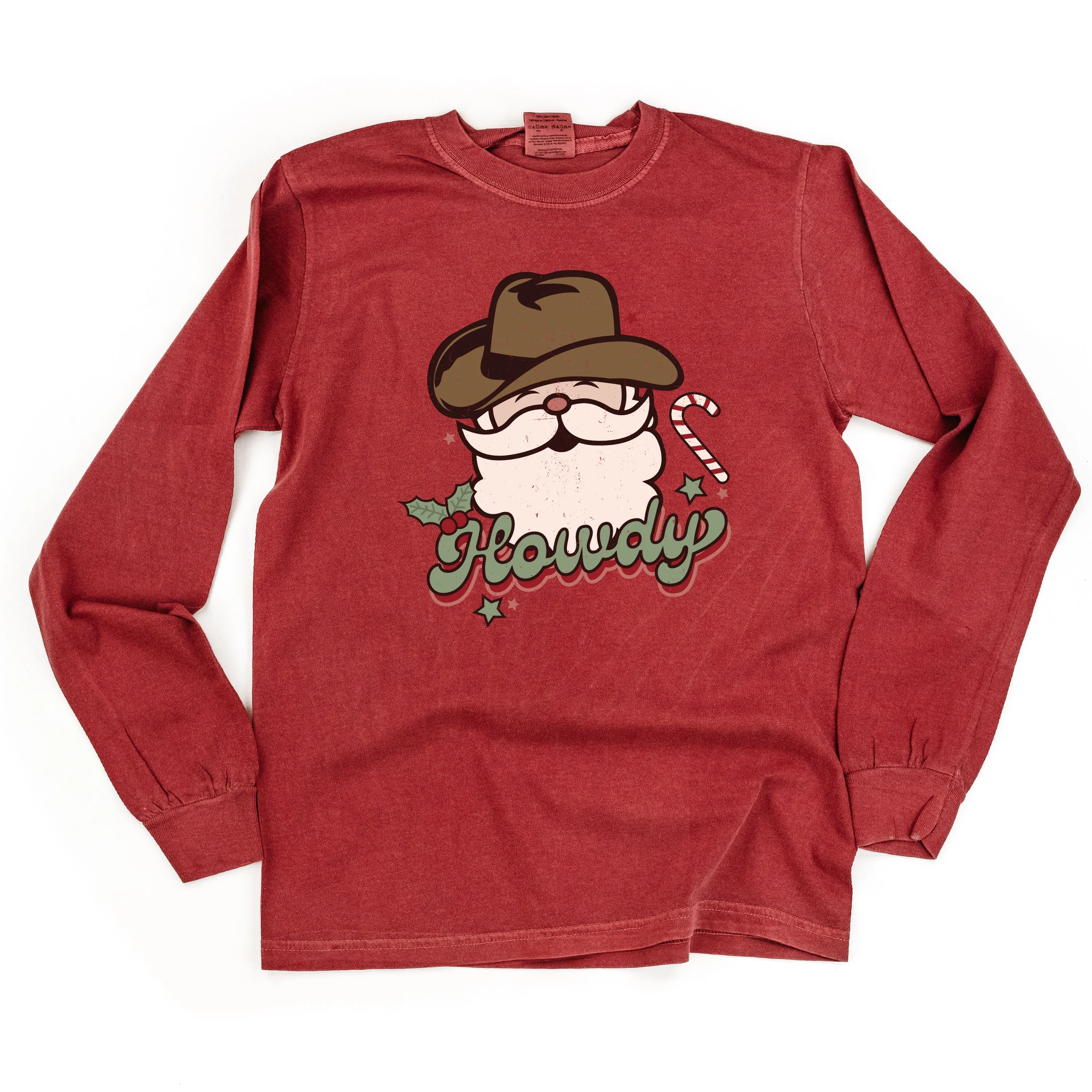 Howdy - Cowboy Santa - LONG SLEEVE Comfort Colors Tee
