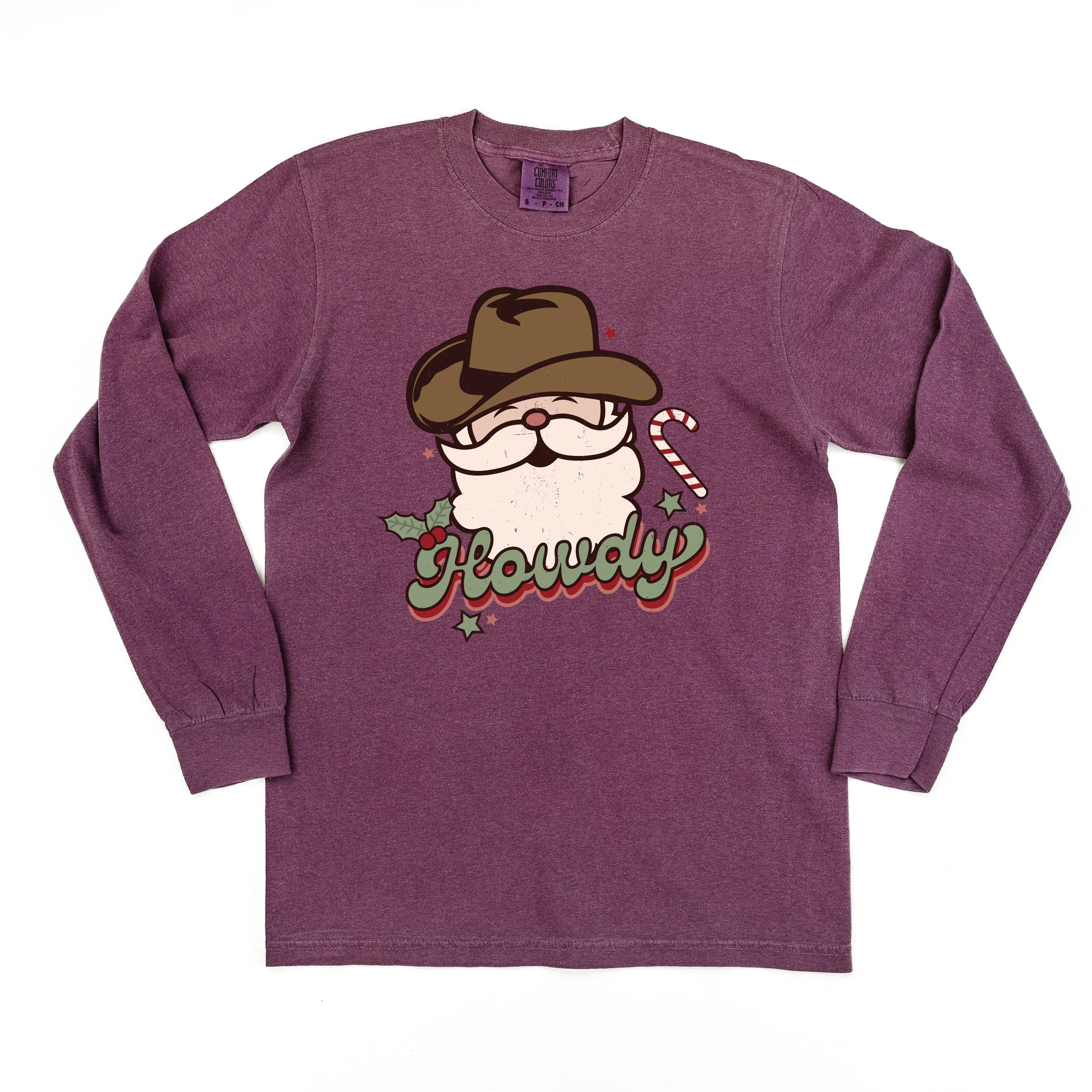 Howdy - Cowboy Santa - LONG SLEEVE Comfort Colors Tee
