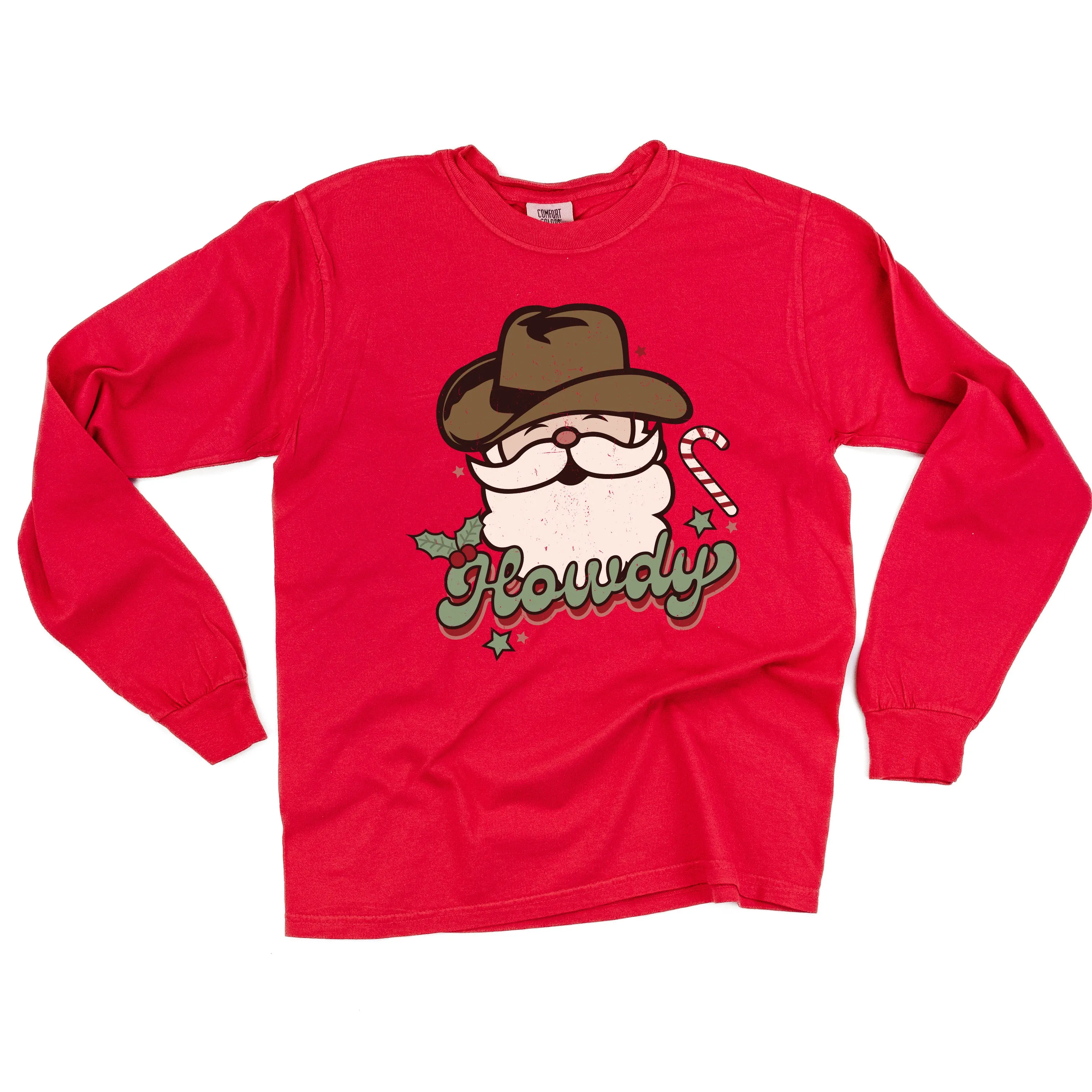 Howdy - Cowboy Santa - LONG SLEEVE Comfort Colors Tee