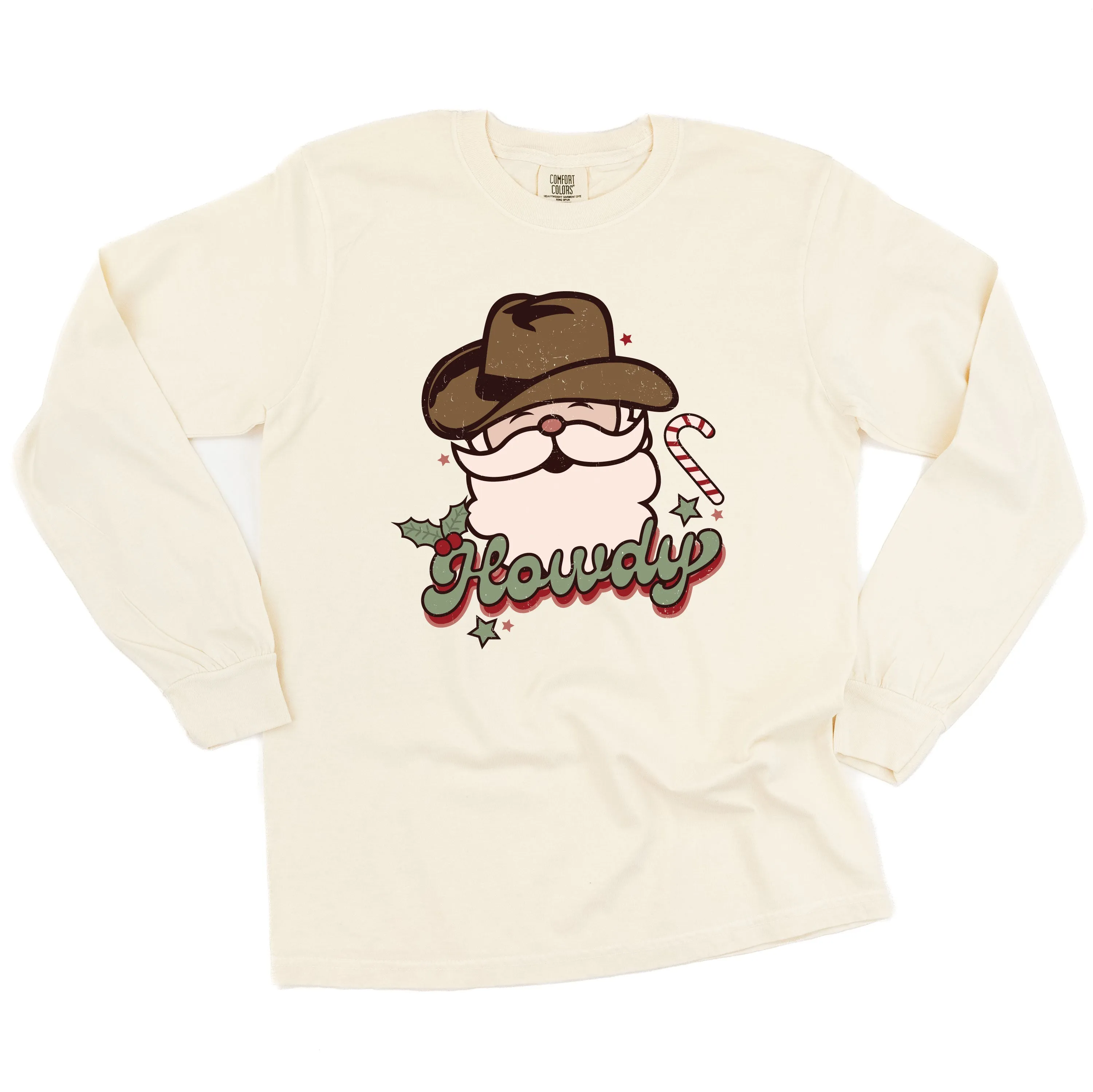 Howdy - Cowboy Santa - LONG SLEEVE Comfort Colors Tee