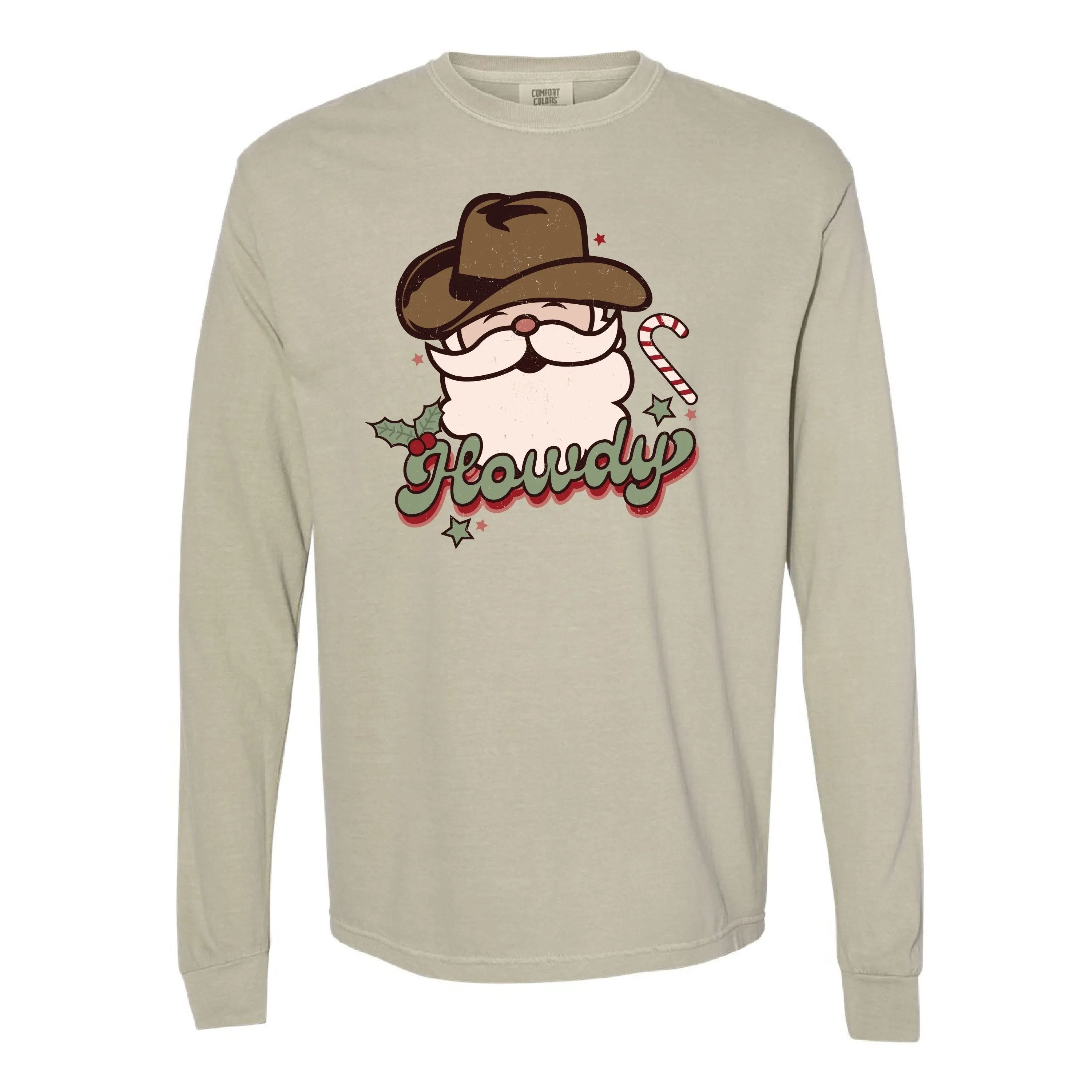 Howdy - Cowboy Santa - LONG SLEEVE Comfort Colors Tee