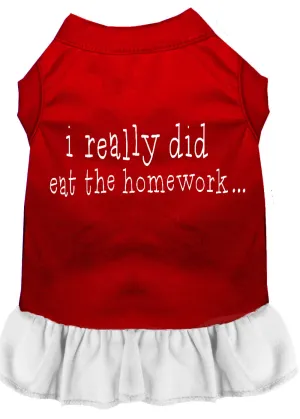 I Really Did Eat The Homework Screen Print Dress Red With White Xs