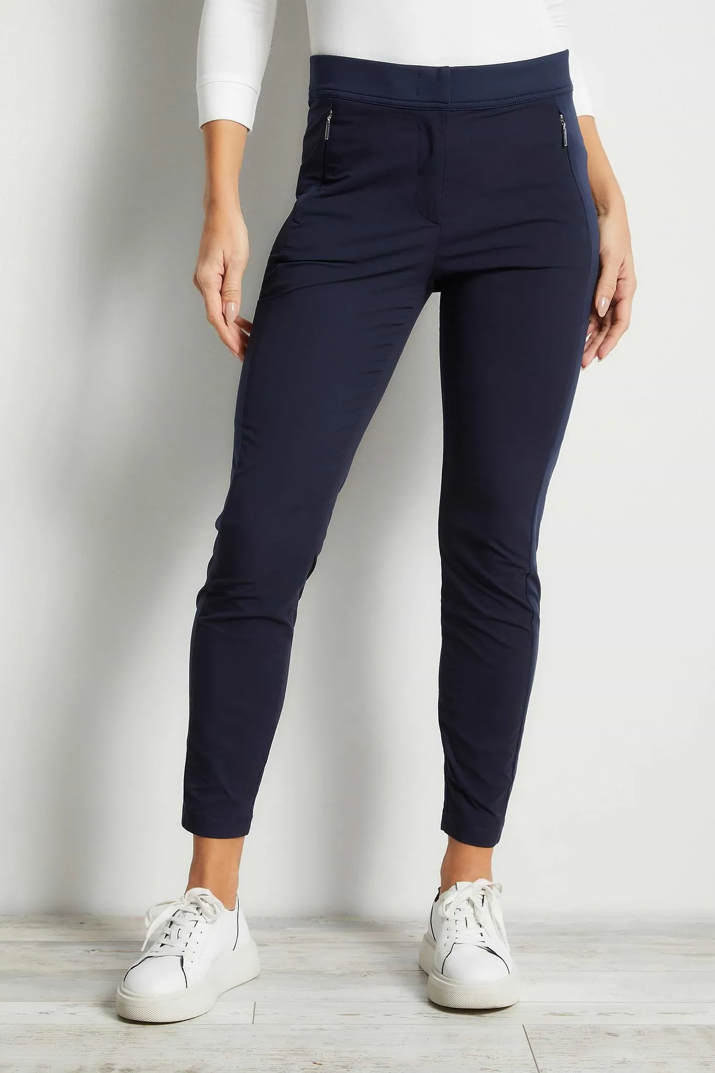 Ipant Hybrid Zip Front Slim Fit Pant - Navy