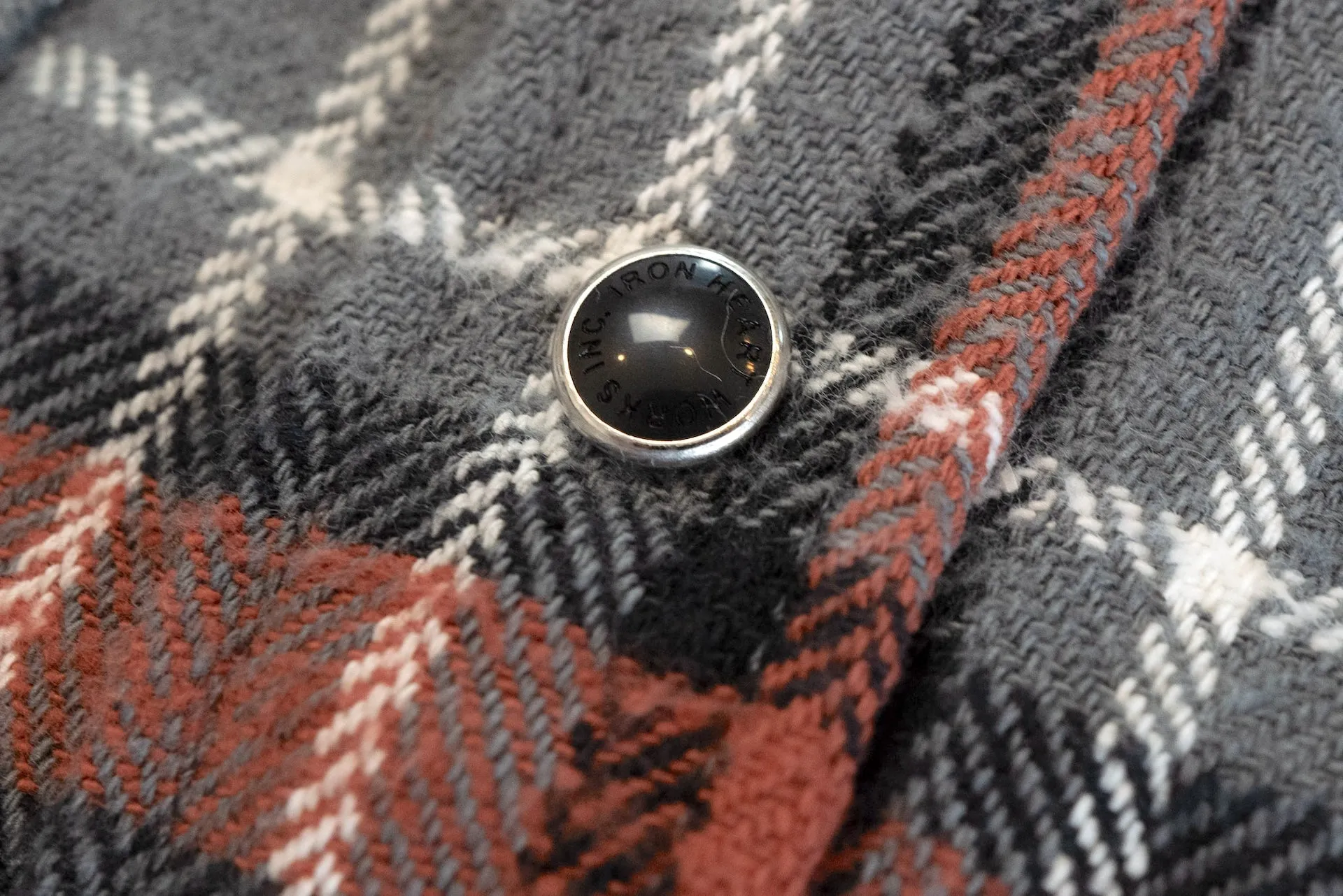 Iron Heart Ultra-Heavy "Slubby" Flannel Classic Check Western Shirt (Battleship Grey)