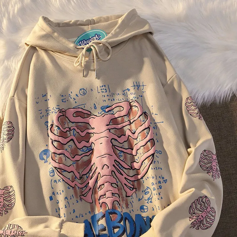Joskaa Christmas Gift Oversize Skull Thick Hoodies 2024 Fashion Ladies Streetwear Outfits Y2K Boyfriend Loose Chic Hoodies Unisex Women Autumn