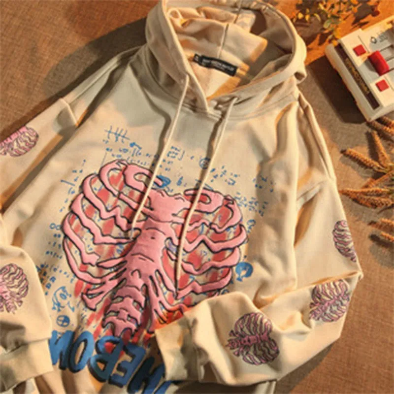 Joskaa Christmas Gift Oversize Skull Thick Hoodies 2024 Fashion Ladies Streetwear Outfits Y2K Boyfriend Loose Chic Hoodies Unisex Women Autumn