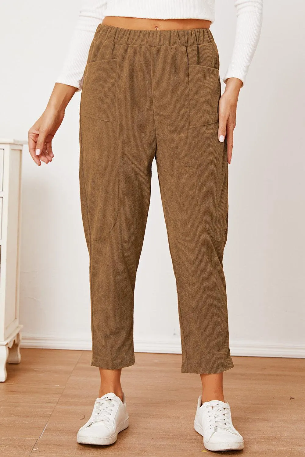 Keep It Cool Tapered Leg Elastic Waist Crop Pants