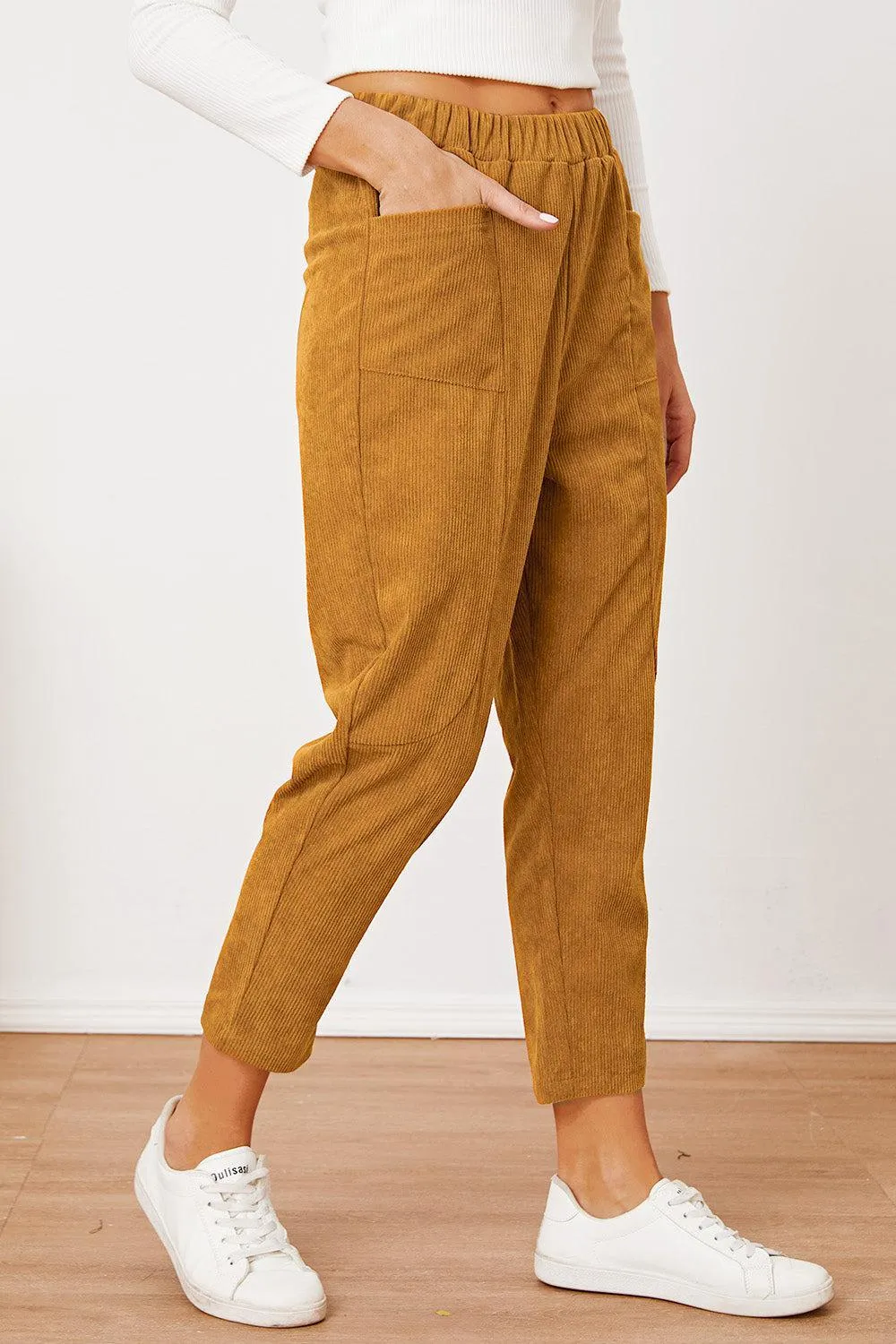 Keep It Cool Tapered Leg Elastic Waist Crop Pants