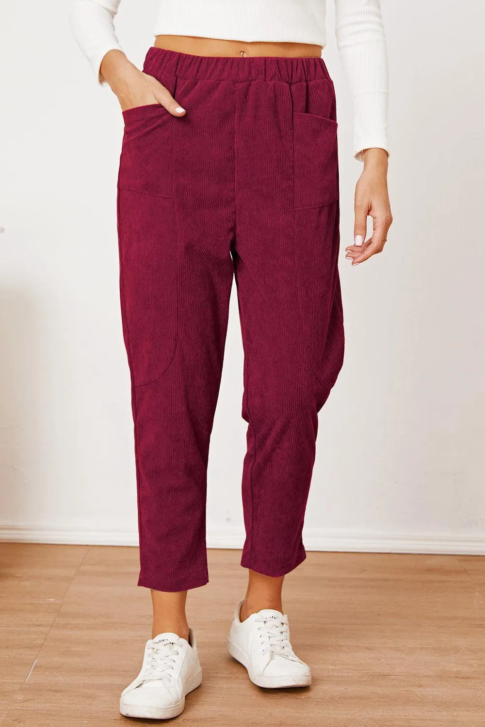 Keep It Cool Tapered Leg Elastic Waist Crop Pants