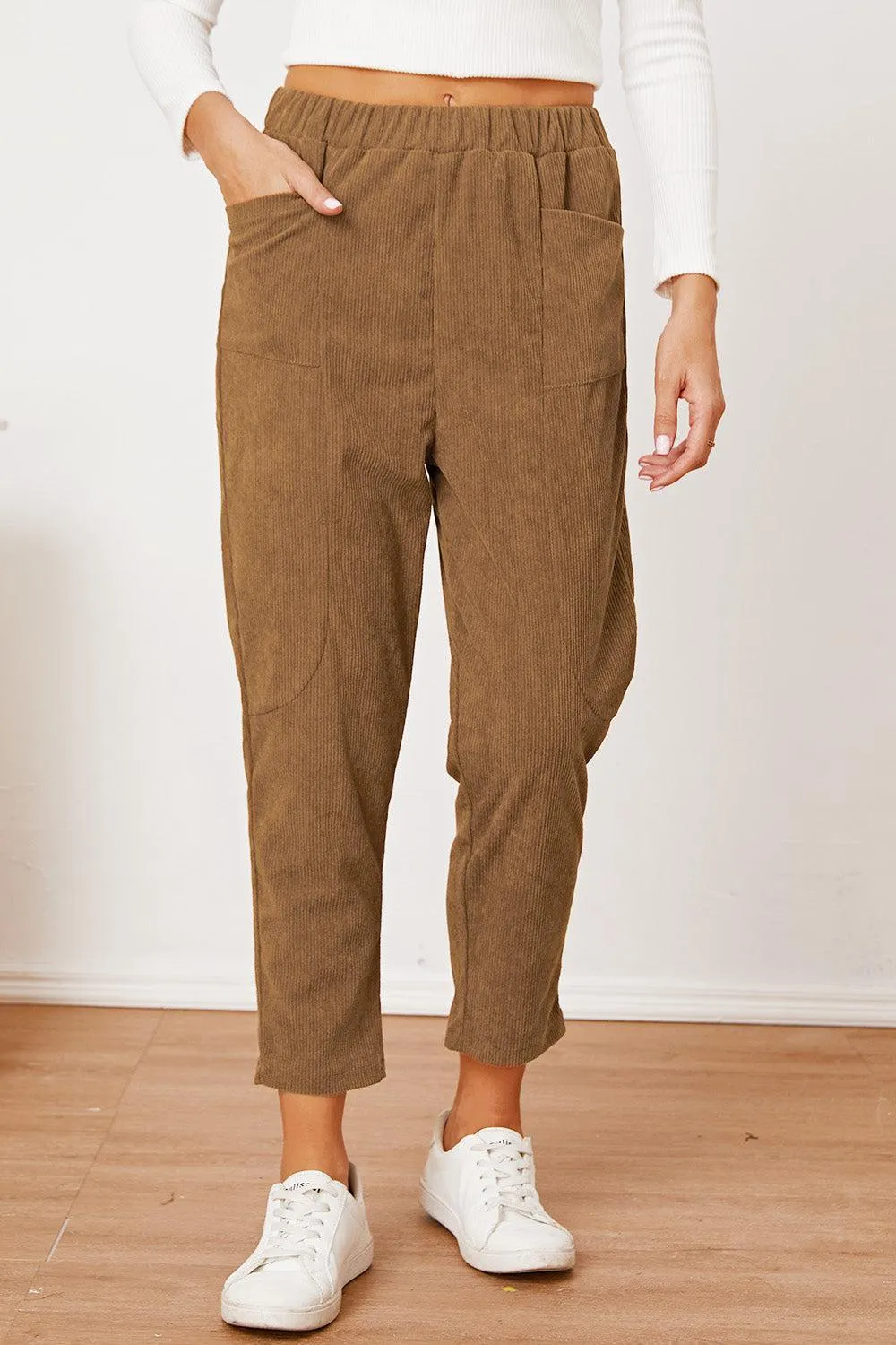 Keep It Cool Tapered Leg Elastic Waist Crop Pants