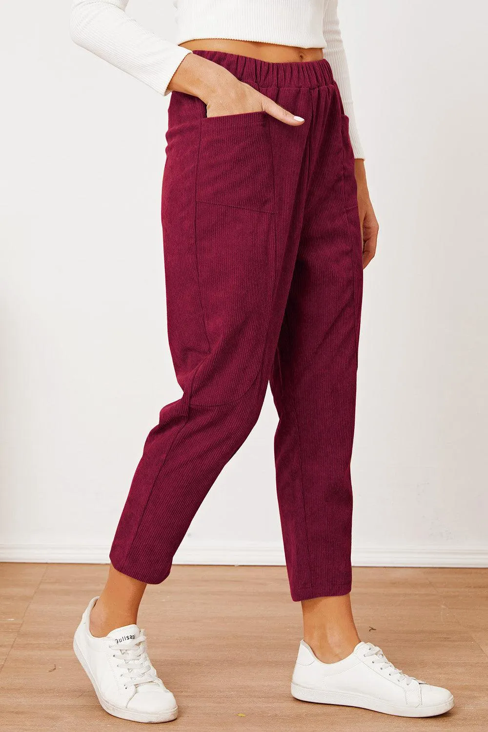 Keep It Cool Tapered Leg Elastic Waist Crop Pants