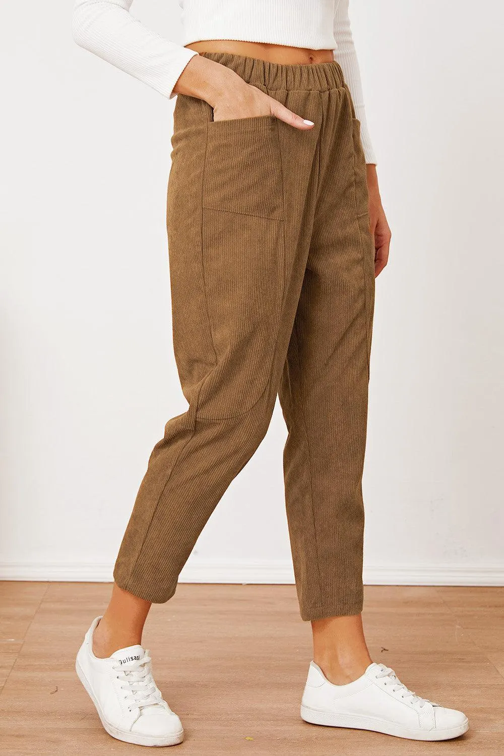 Keep It Cool Tapered Leg Elastic Waist Crop Pants