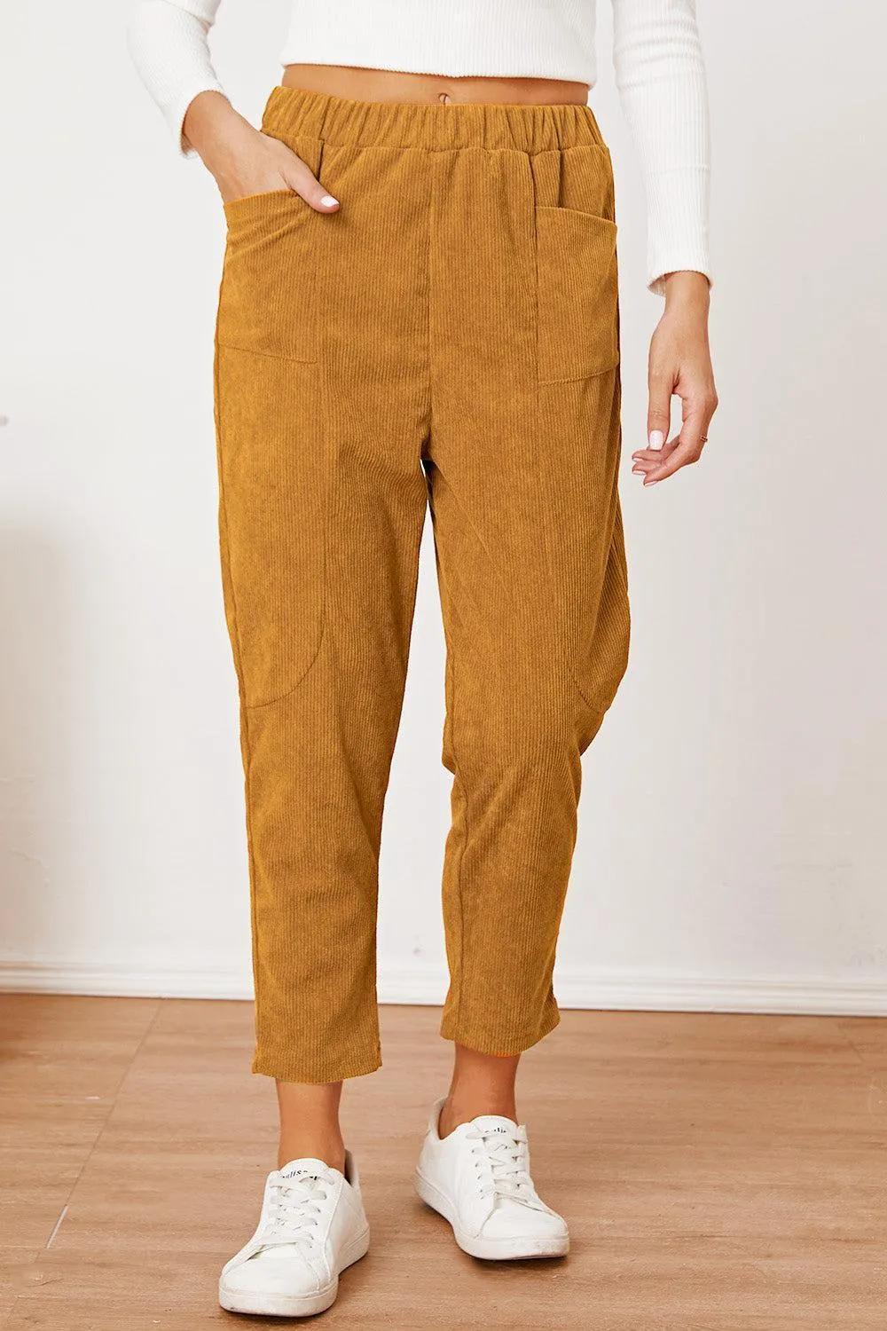 Keep It Cool Tapered Leg Elastic Waist Crop Pants