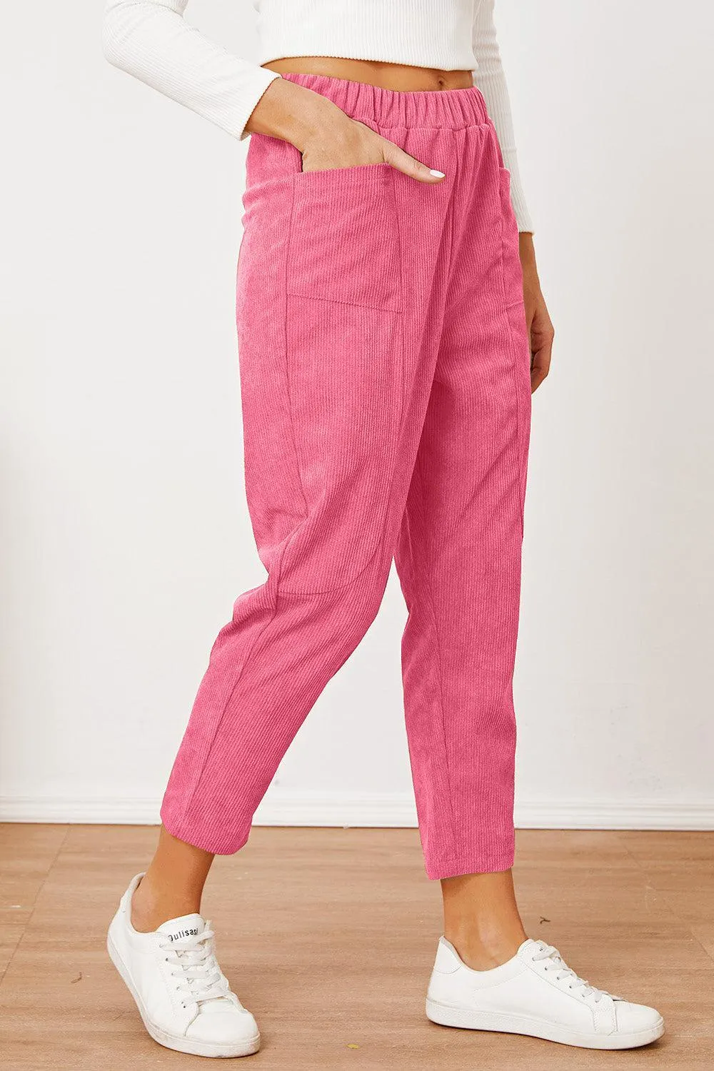 Keep It Cool Tapered Leg Elastic Waist Crop Pants