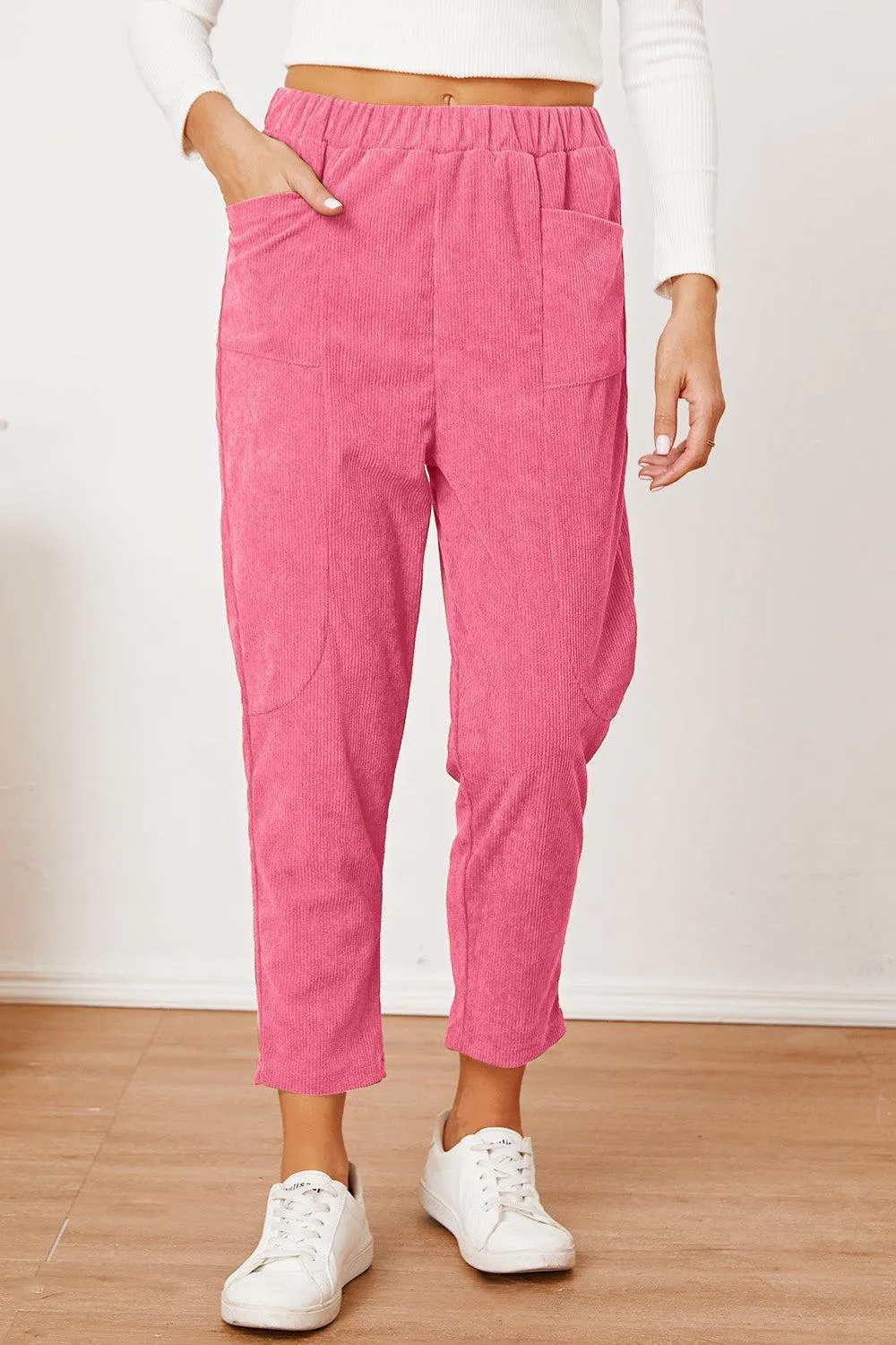 Keep It Cool Tapered Leg Elastic Waist Crop Pants