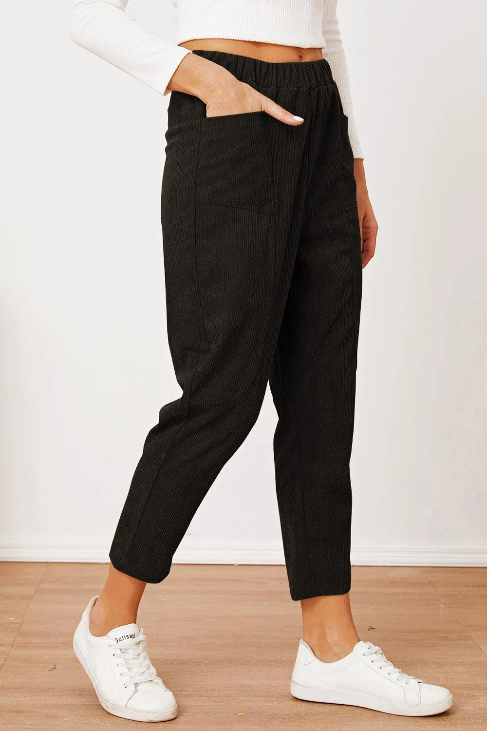 Keep It Cool Tapered Leg Elastic Waist Crop Pants