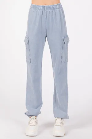 KNIT DENIM CARGO JOGGER - DENIM BLUE