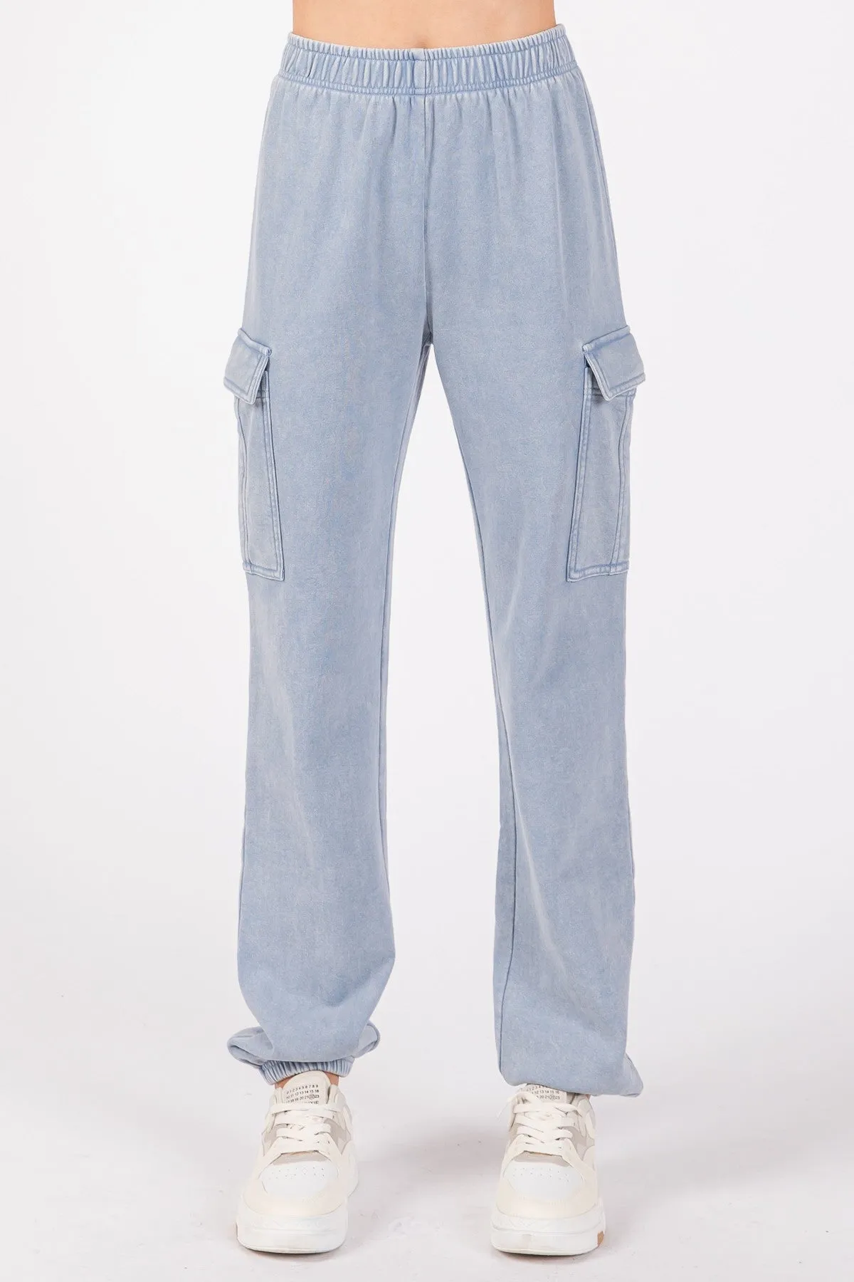 KNIT DENIM CARGO JOGGER - DENIM BLUE