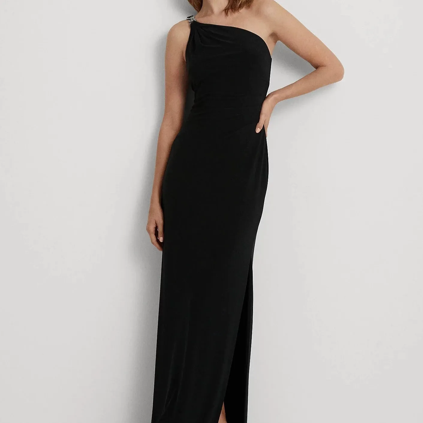 Lauren Ralph Lauren Jersey One-Shoulder Gown