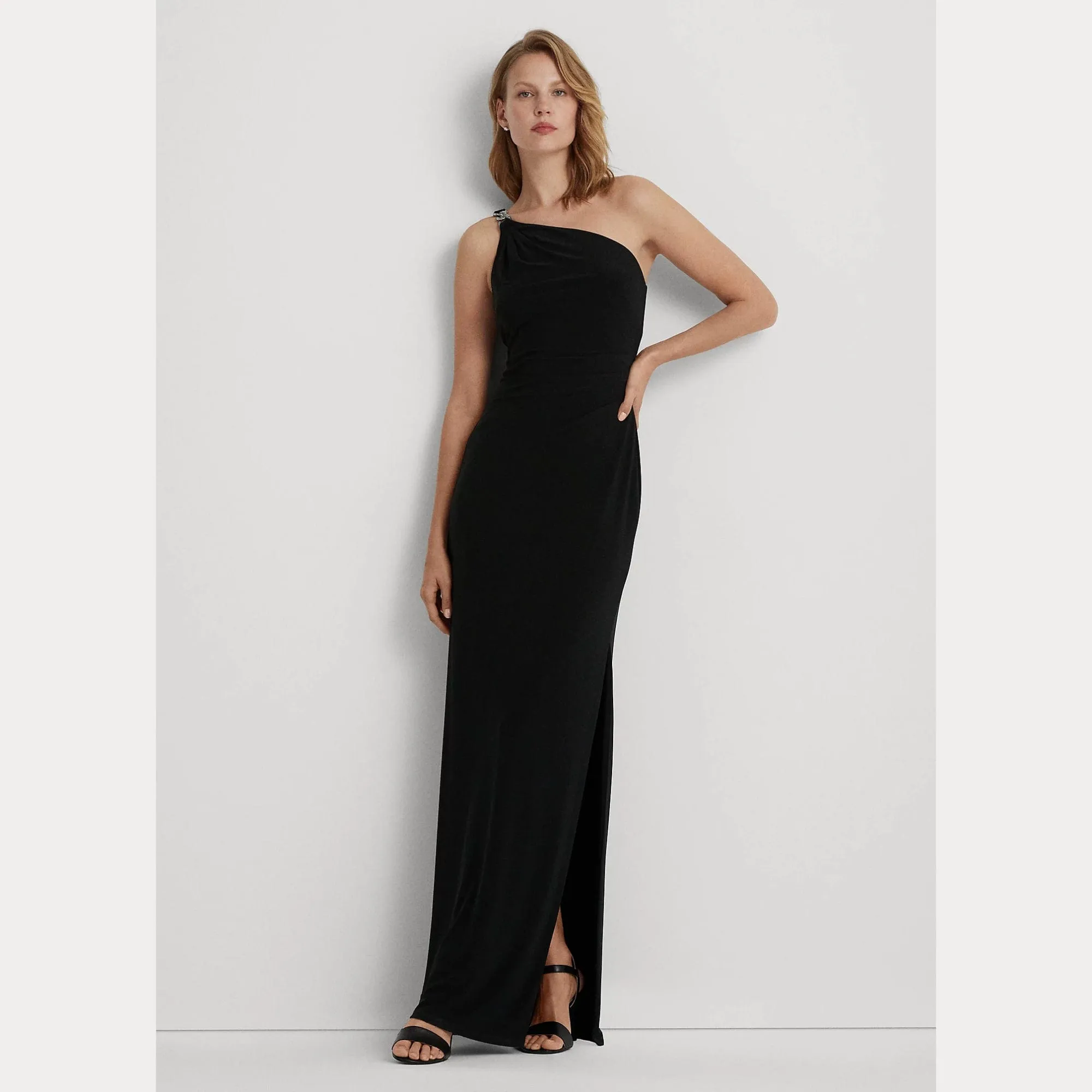 Lauren Ralph Lauren Jersey One-Shoulder Gown