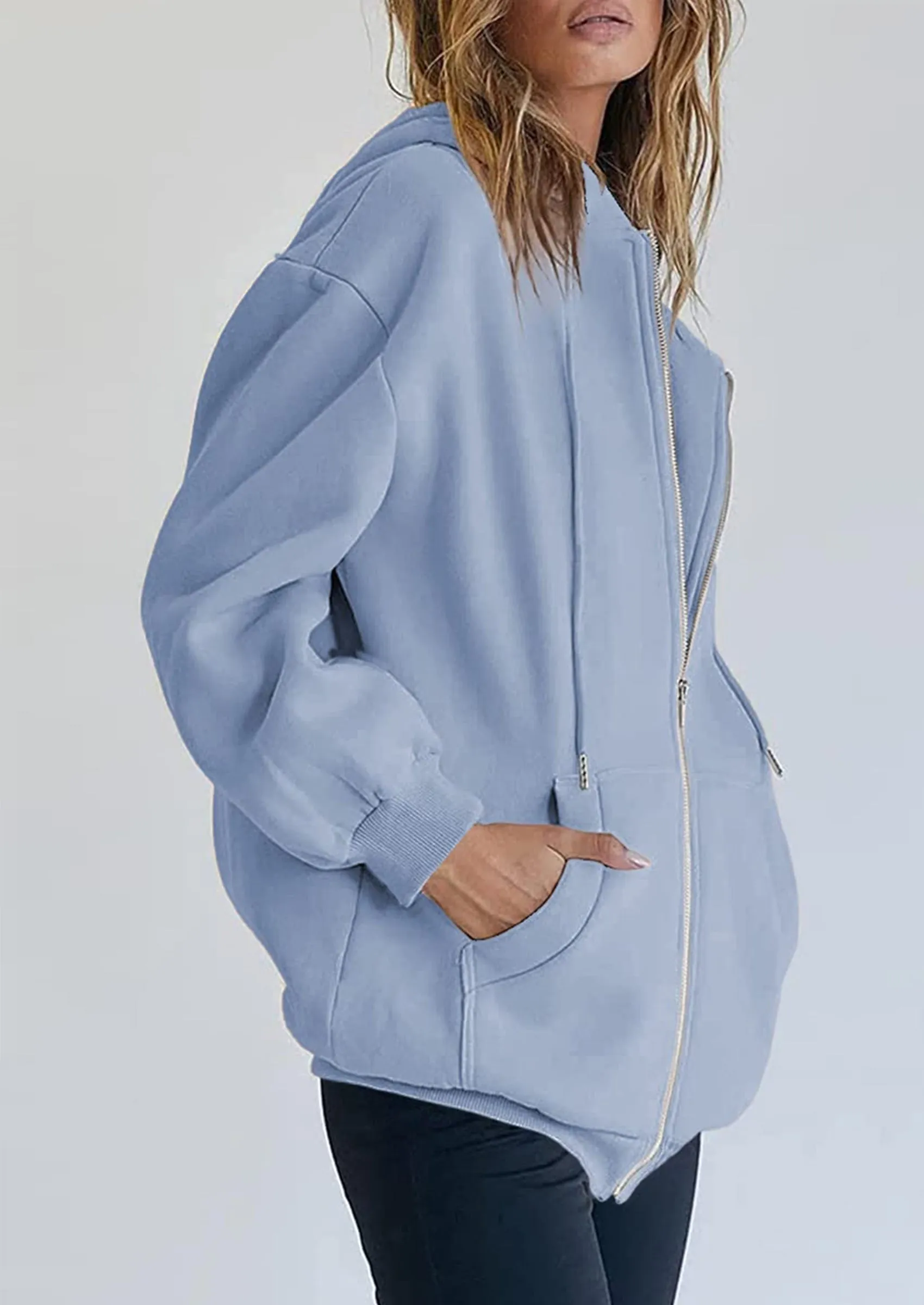 Long Sleeve Zip Up Y2K Hoodies With Pockets
