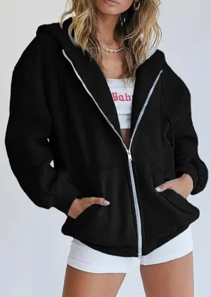 Long Sleeve Zip Up Y2K Hoodies With Pockets