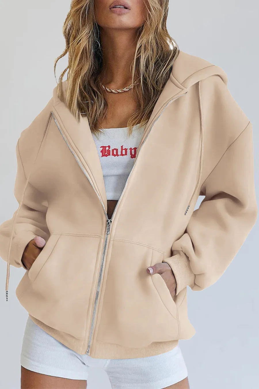 Long Sleeve Zip Up Y2K Hoodies With Pockets