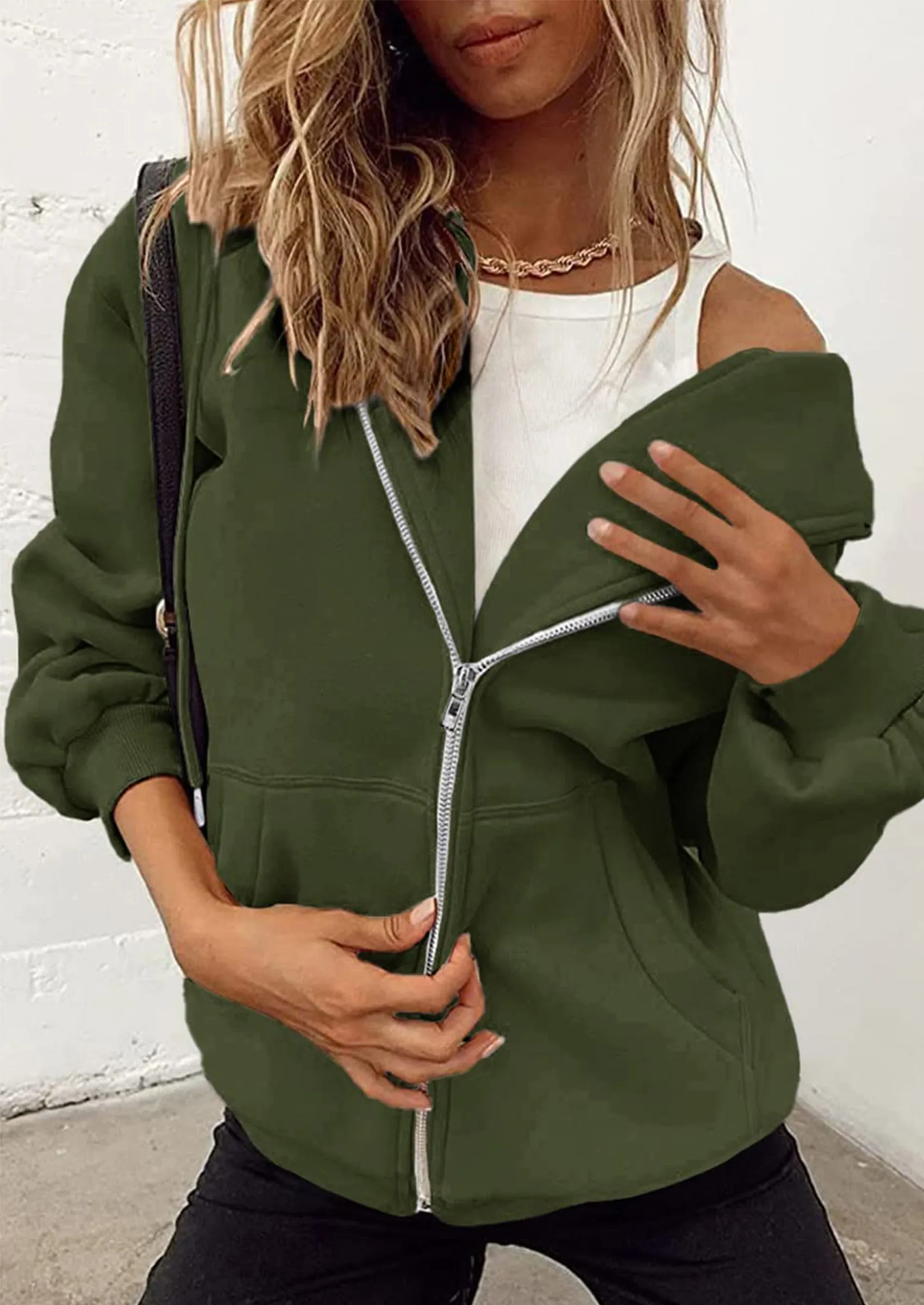 Long Sleeve Zip Up Y2K Hoodies With Pockets