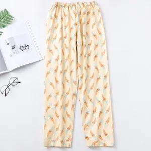 Loungewear Women Printed Summer Cotton Comfortable Breathable Loose Pajama Pants