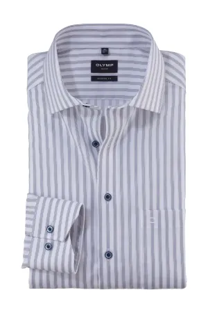 Luxor Modern Fit Stripe Shirt - White/Marine