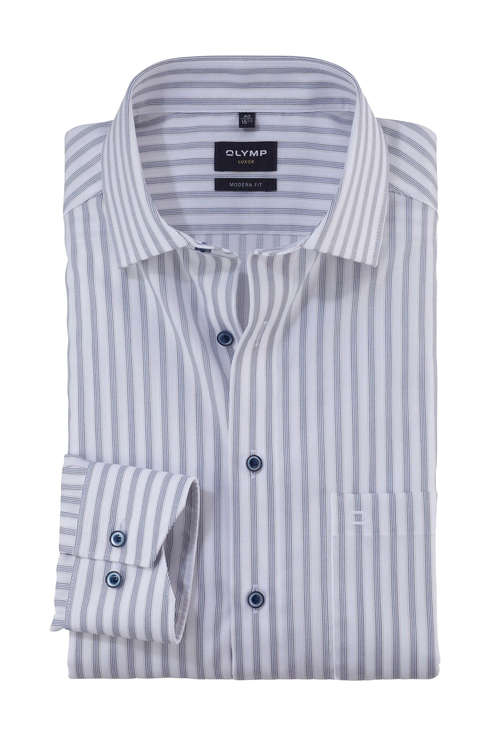 Luxor Modern Fit Stripe Shirt - White/Marine