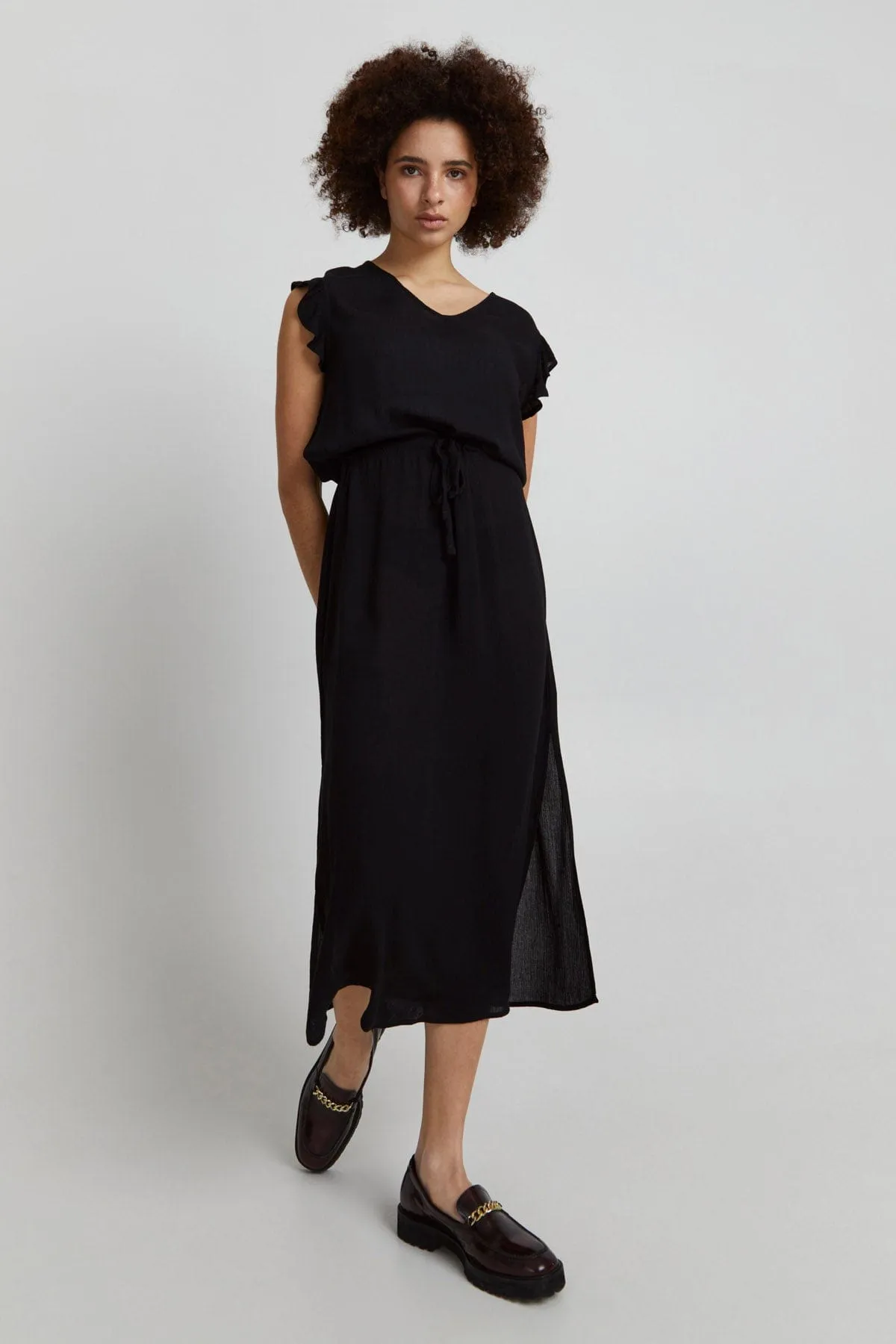 Marrakech Plain Midi Dress - Black