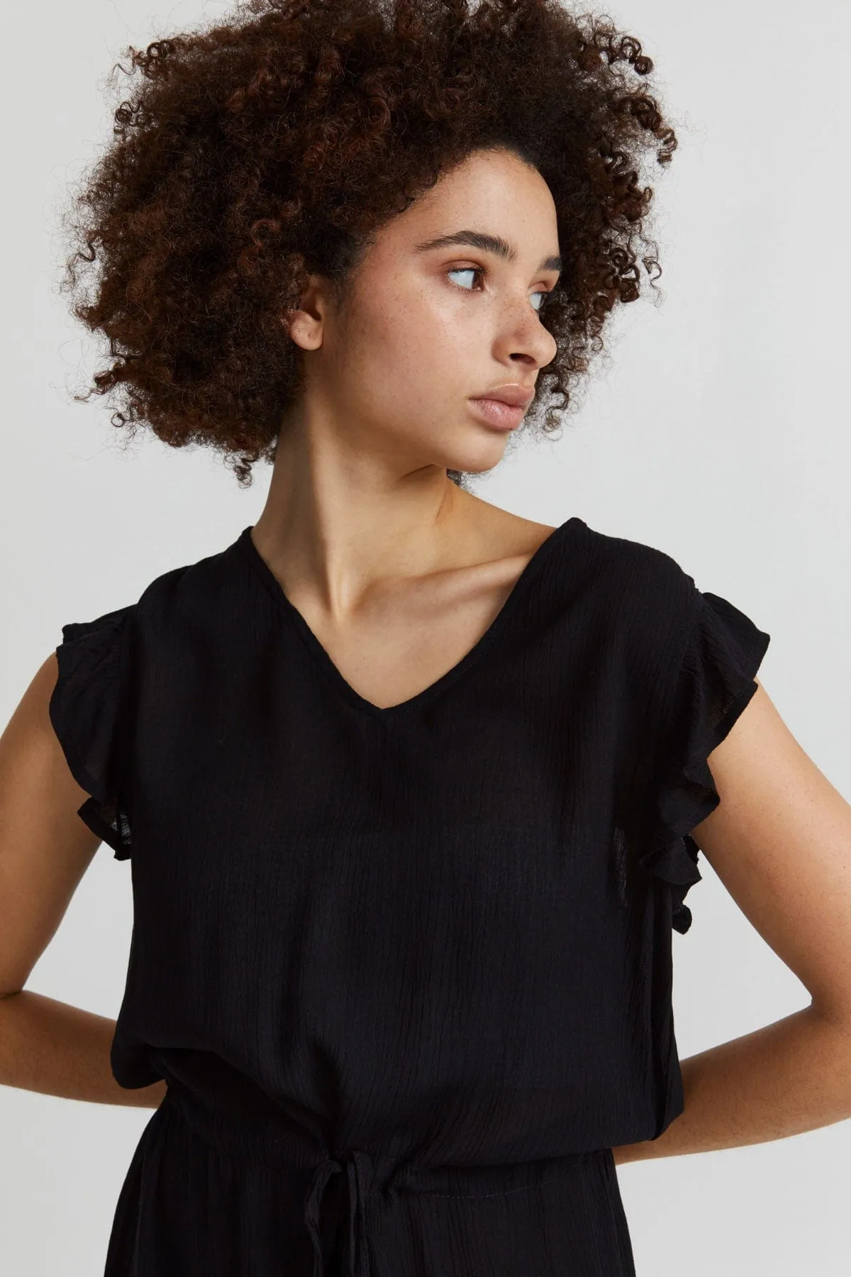Marrakech Plain Midi Dress - Black
