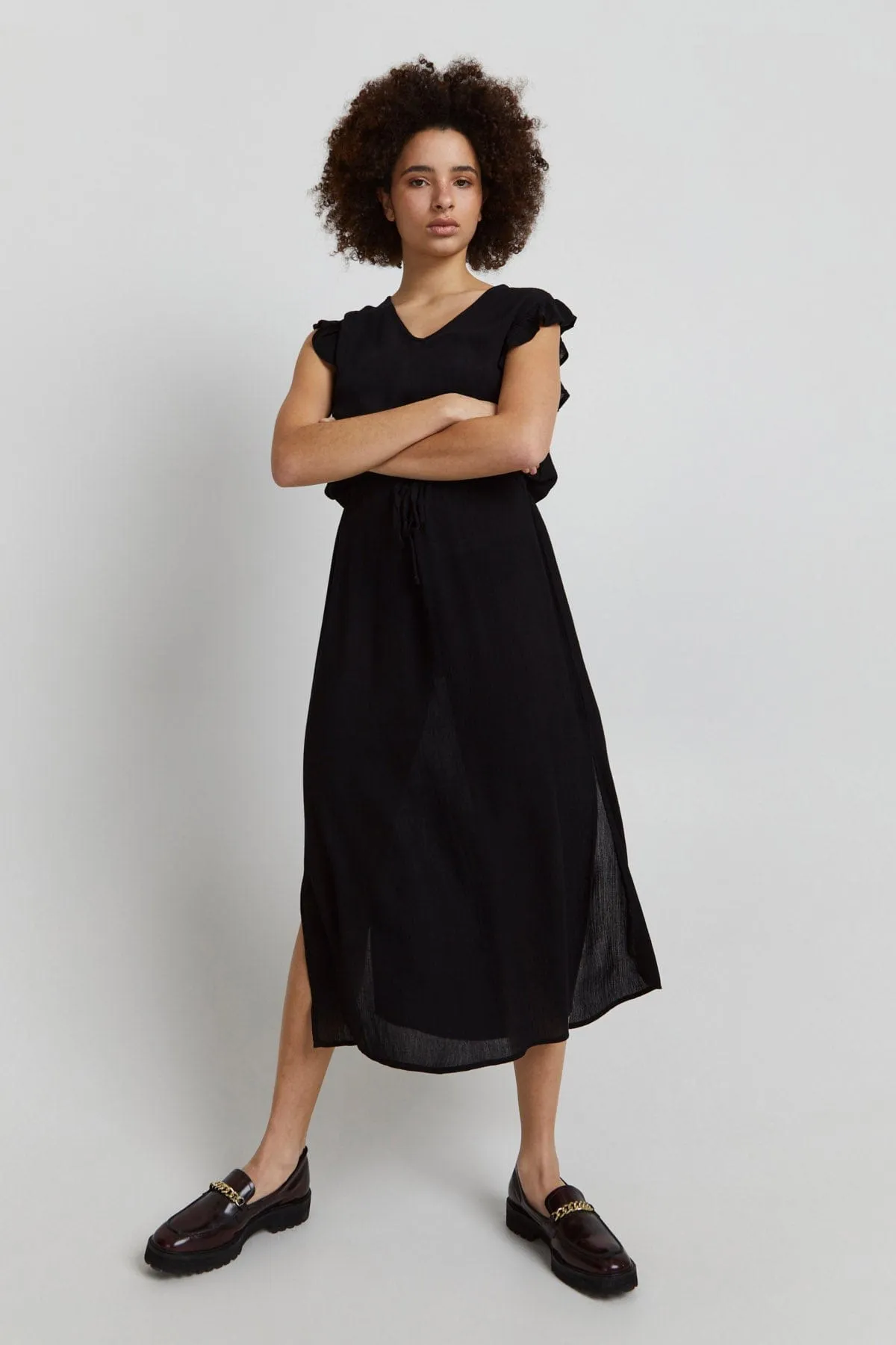 Marrakech Plain Midi Dress - Black