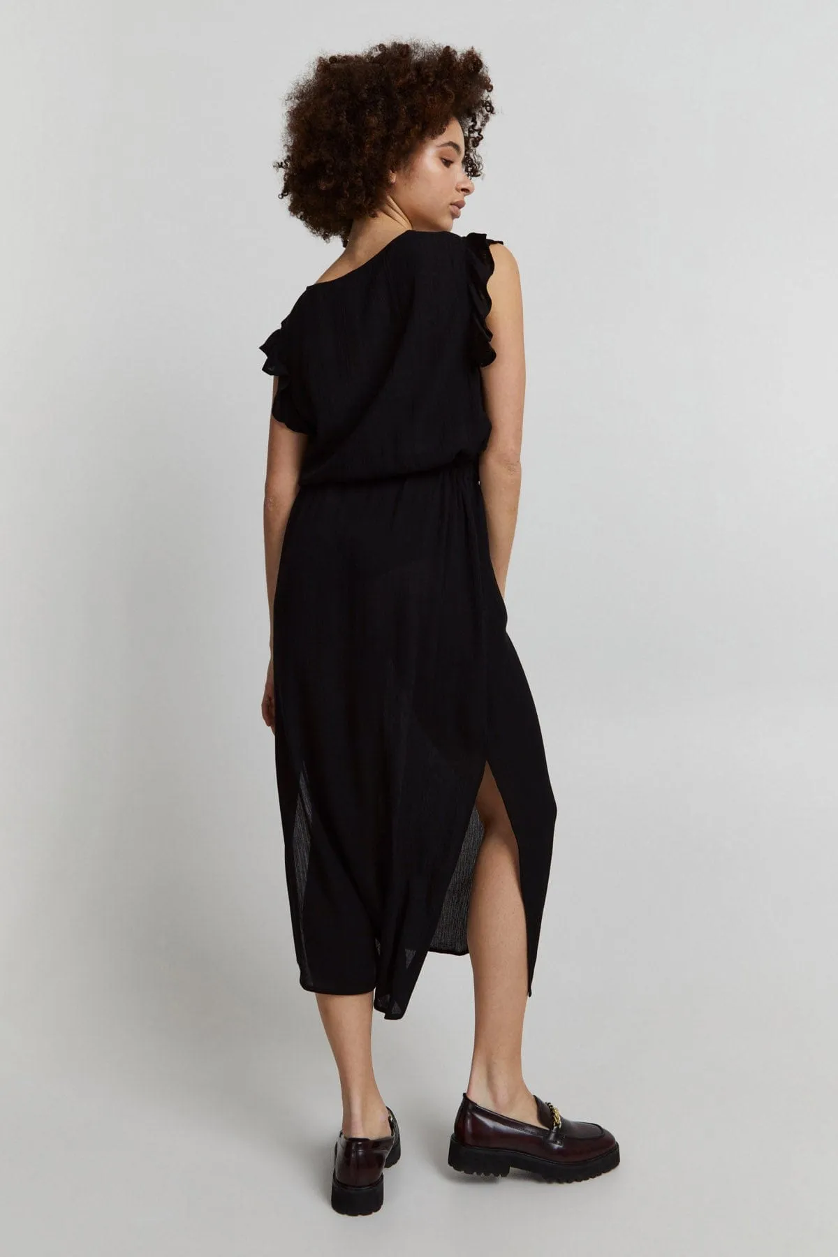 Marrakech Plain Midi Dress - Black