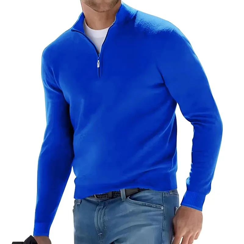 Men's Quarter-Zip Pullover Sweater, Casual Knit Long Sleeve