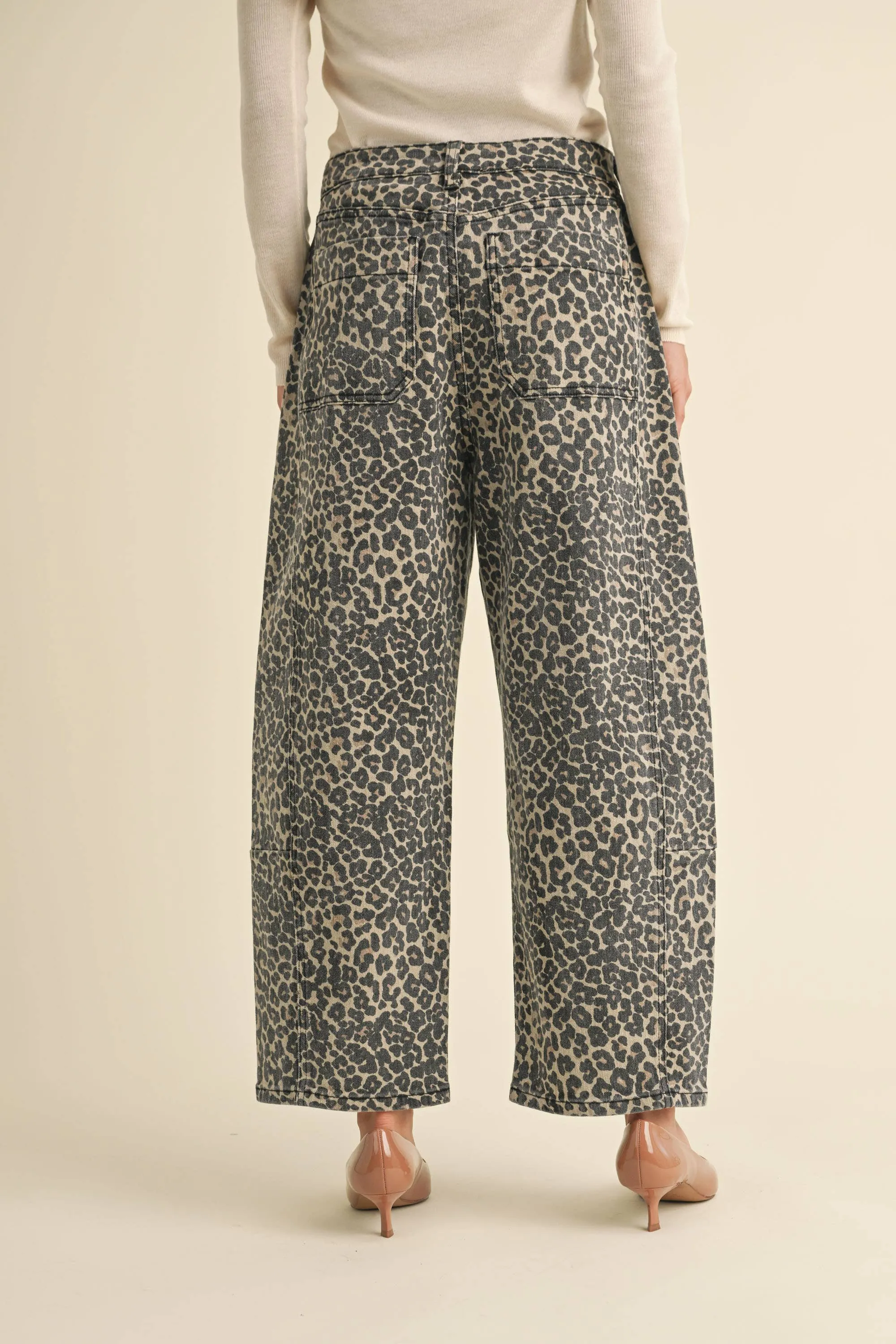 MIOU MUSE LEOPARD PRINT BARREL PANTS