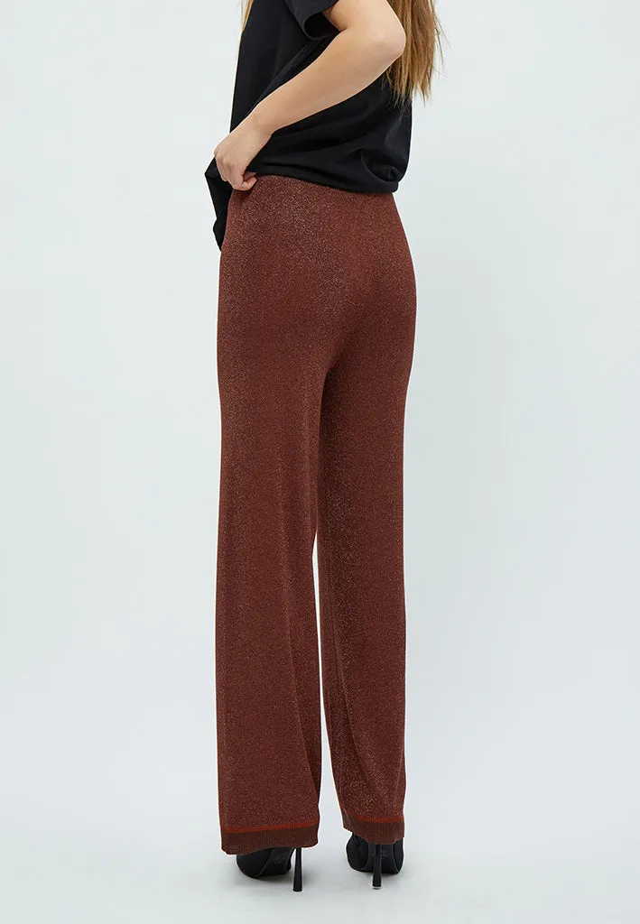 MSAllie Metallic Knit Pants - Dark Cinnamon Brown Metallic